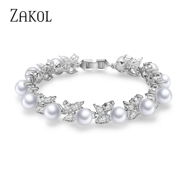 ZAKOL Trendy Marquise CZ Zirconia Imitation Pearl Bracelets & Bangles for Women Luxury Leaf Bridal Wedding Dress Jewelry FSBP127
ZAKOL Trendy Marquise CZ Zirconia Imitation Pearl Bracelets & Bangles for Women Luxury Leaf Bridal Wedding Dress Jewelry FSBP127