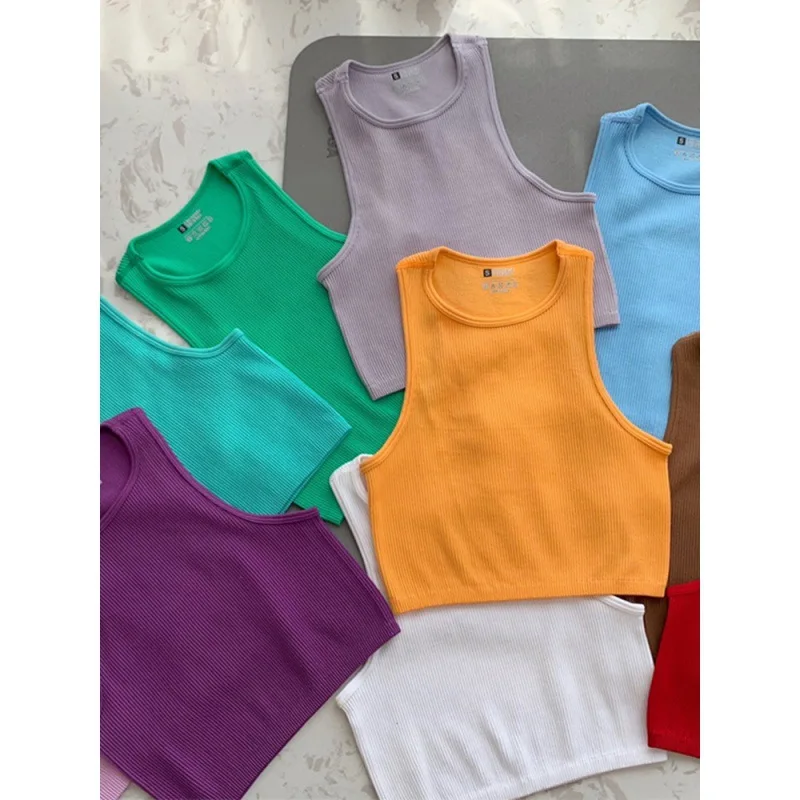 Women Crop Top Female Tank Top Solid Color Knitting Ribbed Camisole Seamless Padded Sports Underwear Sleeveless Streetwear
Women Crop Top Female Tank Top Solid Color Knitting Ribbed Camisole Seamless Padded Sports Underwear Sleeveless Streetwear