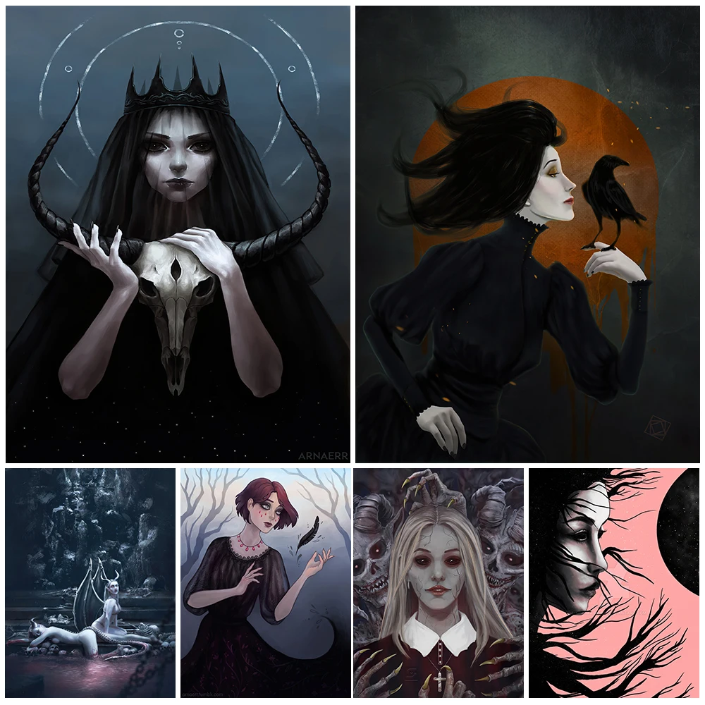 Devil Believer And Crow Witch Wall Art Canvas Painting Dark Witchcraft Art Poster And Print Black Magic Home Decoration Unframed
Devil Believer And Crow Witch Wall Art Canvas Painting Dark Witchcraft Art Poster And Print Black Magic Home Decoration Unframed