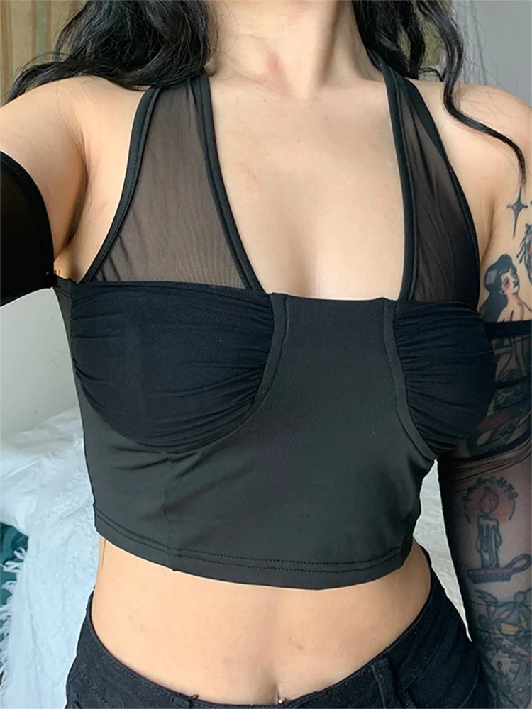 hirigin Mesh See Through Long Sleeve Patchwork T-shirts Summer Clubwear 2022 New Sexy Women Y2K Halter Tie Up Off Shoulder Tees
hirigin Mesh See Through Long Sleeve Patchwork T-shirts Summer Clubwear 2022 New Sexy Women Y2K Halter Tie Up Off Shoulder Tees