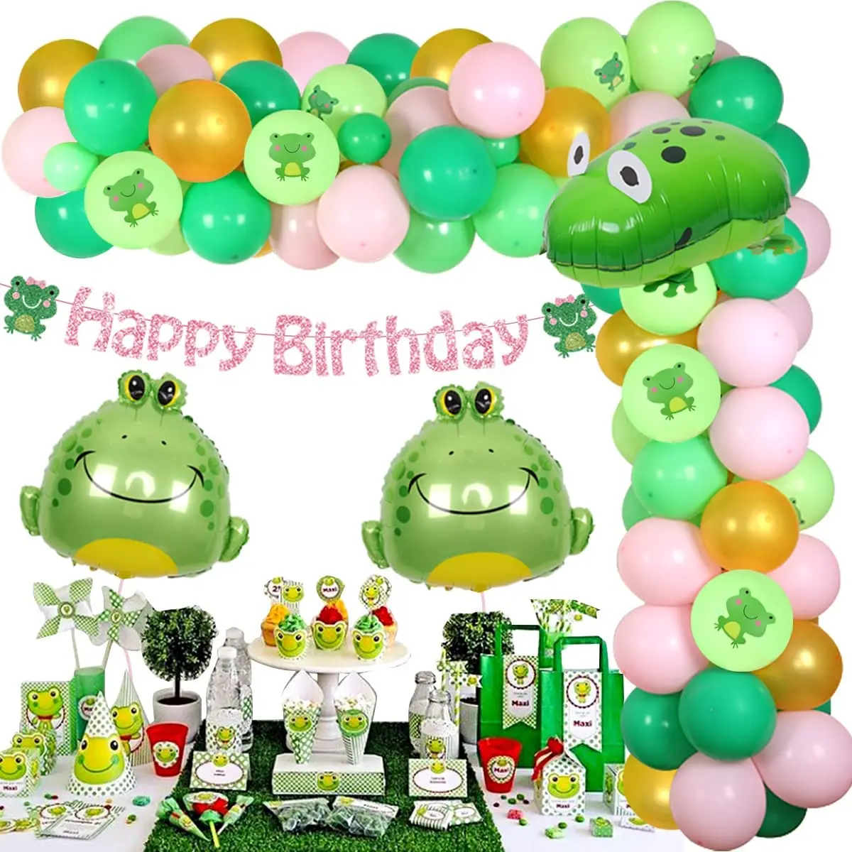 Funmemoir Frog Birthday Party Decorations for Girls Green Pink Frog Balloon Garland Kit Happy Birthday Banner Frog Foil Balloons
Funmemoir Frog Birthday Party Decorations for Girls Green Pink Frog Balloon Garland Kit Happy Birthday Banner Frog Foil Balloons