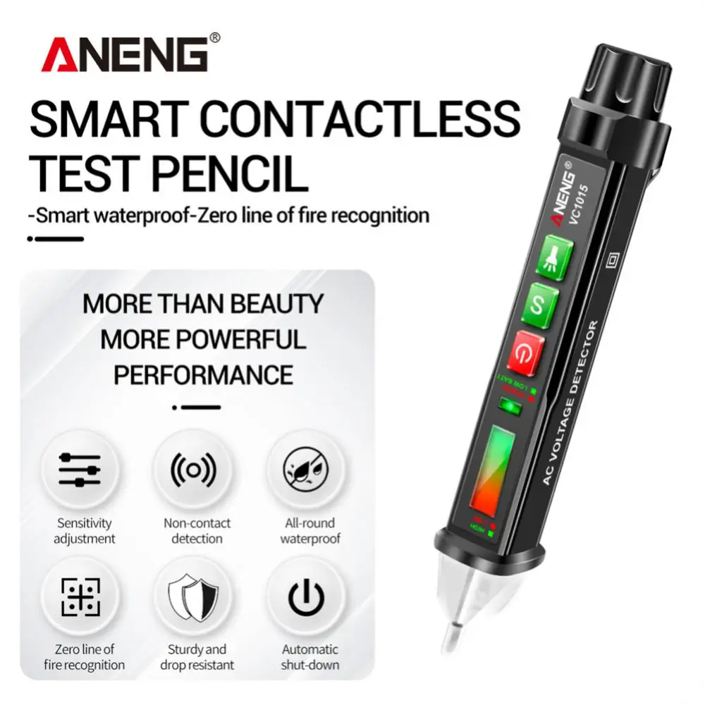 ANENG VC1015 Non-contact AC Voltage Detector Tester Meter 12V-1000v Pen Style Electric Indicator LED Voltage Meter Current Penn 
ANENG VC1015 Non-contact AC Voltage Detector Tester Meter 12V-1000v Pen Style Electric Indicator LED Voltage Meter Current Penn
