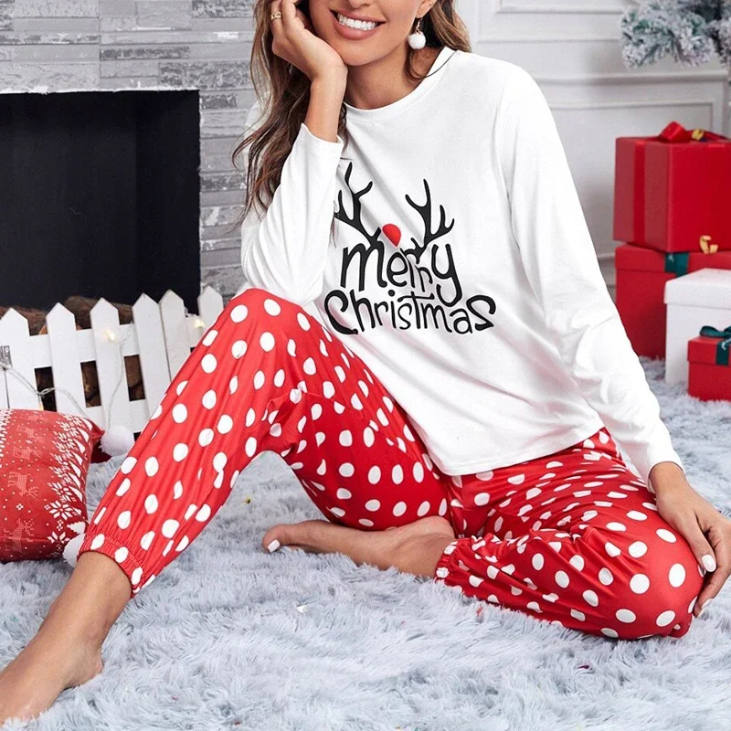 Casual Christmas Print Long Sleeve Tee Shirt + Loose Pants Pajamas Women Comfort Sleepy Suits Autumn Winter Homewear Pyjamas Set
Casual Christmas Print Long Sleeve Tee Shirt + Loose Pants Pajamas Women Comfort Sleepy Suits Autumn Winter Homewear Pyjamas Set