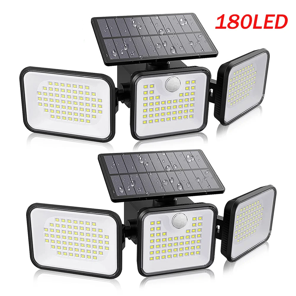 Solar Lights Outdoor 180 LED Wall Lamp with Adjustable Heads Security Flood Light IP65 Waterproof with 3 Working Modes Garden
Solar Lights Outdoor 180 LED Wall Lamp with Adjustable Heads Security Flood Light IP65 Waterproof with 3 Working Modes Garden