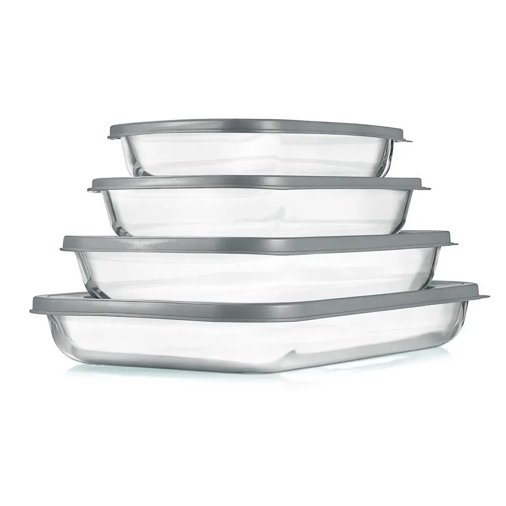 NutriChef 4 Sets Glass Bakeware - High Borosilicate Rectangular Glass Baking Dish w/ Gray
NutriChef 4 Sets Glass Bakeware - High Borosilicate Rectangular Glass Baking Dish w/ Gray
