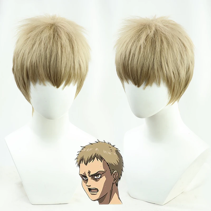 

Falco Grice Cosplay Wig Anime Attack on Titan Final Season Halloween Carnival Short Beige Brown Mixed Synthetic Hair + Wig Cap