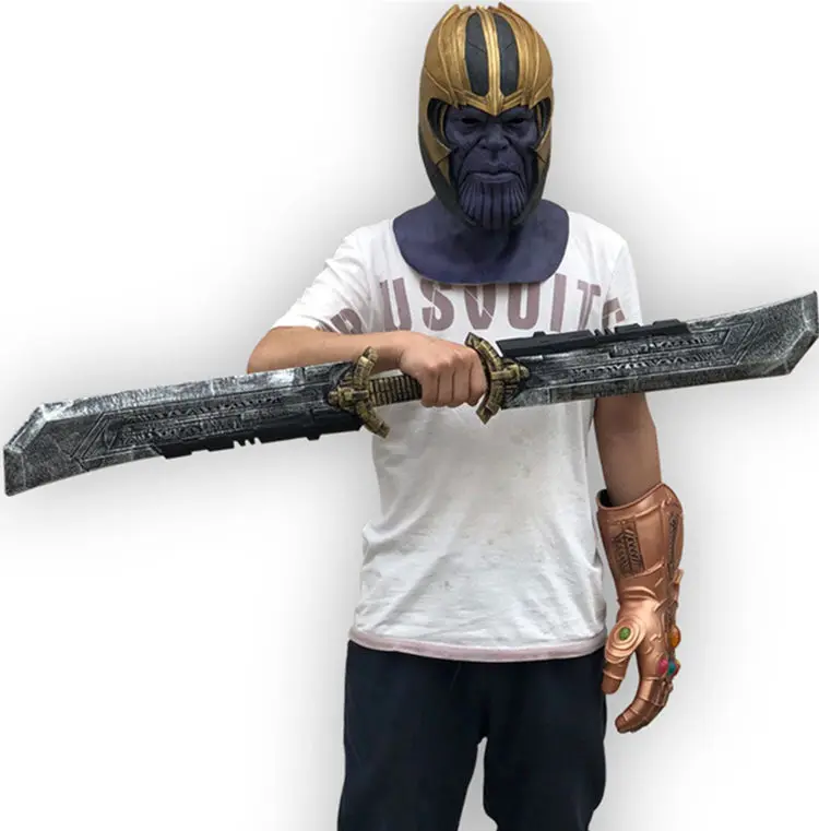 

Cosplay Marvel Super hero Thanos Double-edged Sword Weapon Mask Helmet Infinity Gauntlet Props child Costume party toy gift