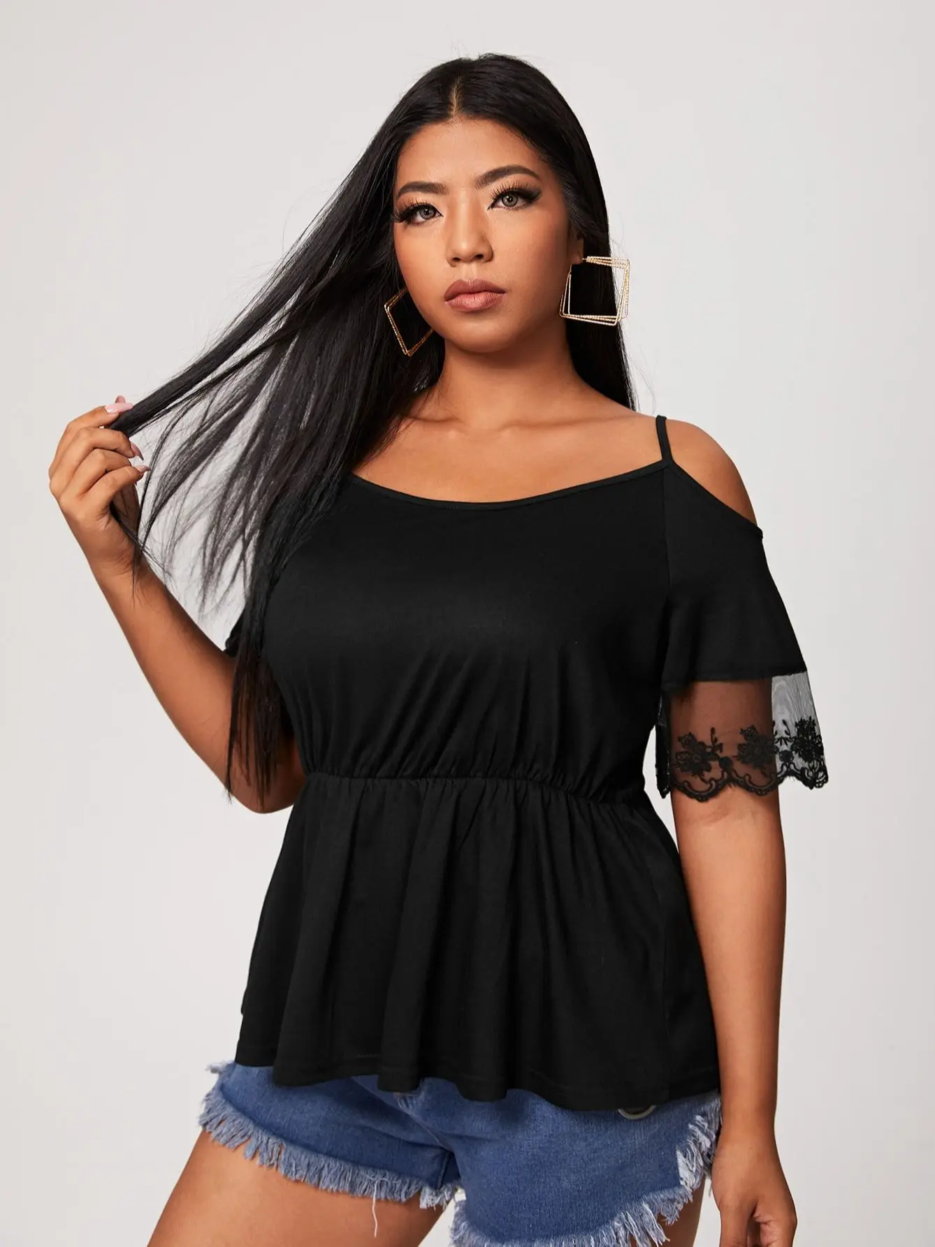 EARO Off Shoulder Blouses Women Plus Size 4XL Short Mesh Sleeve Elegant Large Tops Black Lace Sexy Peplum Oversized Camisoles
EARO Off Shoulder Blouses Women Plus Size 4XL Short Mesh Sleeve Elegant Large Tops Black Lace Sexy Peplum Oversized Camisoles