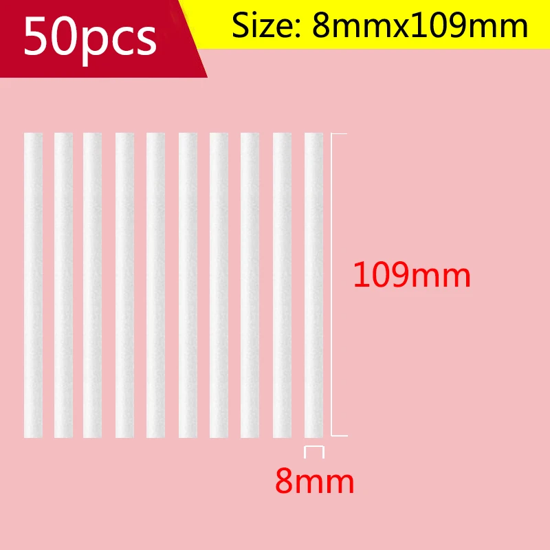 

8mmx109mm 50pcs Air Humidifier Aroma Diffuser Replacement High Quality Water Absorbing Cotton Swab Filters Universal Cuttable