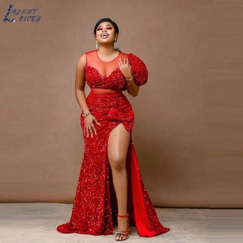 LAYOUT NICEB African Red Sequined Mermaid Prom Dresses Split Evening Gowns Sheer Neck Formal Party One Shoulder Short Sleeves
LAYOUT NICEB African Red Sequined Mermaid Prom Dresses Split Evening Gowns Sheer Neck Formal Party One Shoulder Short Sleeves