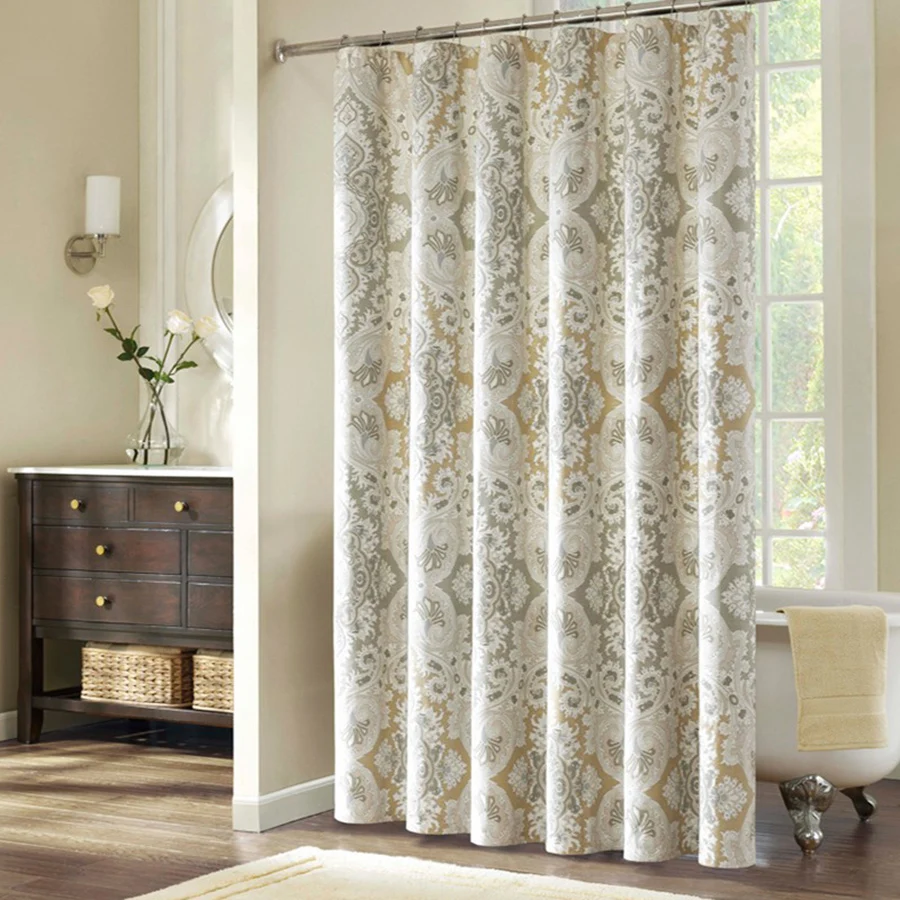 European Retro Luxury Polyester Fabric Thickened Waterproof and Mildew-proof Bathroom Toilet Partition Free Punch Shower Curtain 
European Retro Luxury Polyester Fabric Thickened Waterproof and Mildew-proof Bathroom Toilet Partition Free Punch Shower Curtain