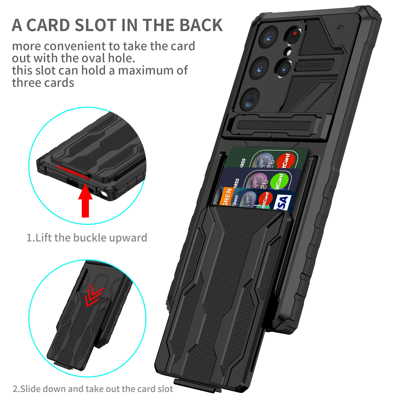 

Case For Samsung S23 S22 S21 Note 20 FE Ultra Plus Wallet With Credit Card Holder Stand Kickstand Slim Rugged Shockproof Cover