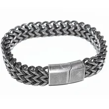 Mens Stainless Steel Bracelet High Quality Franco Chain Ancient Silver Color Bracelet for Men Retro Jewelry Gift