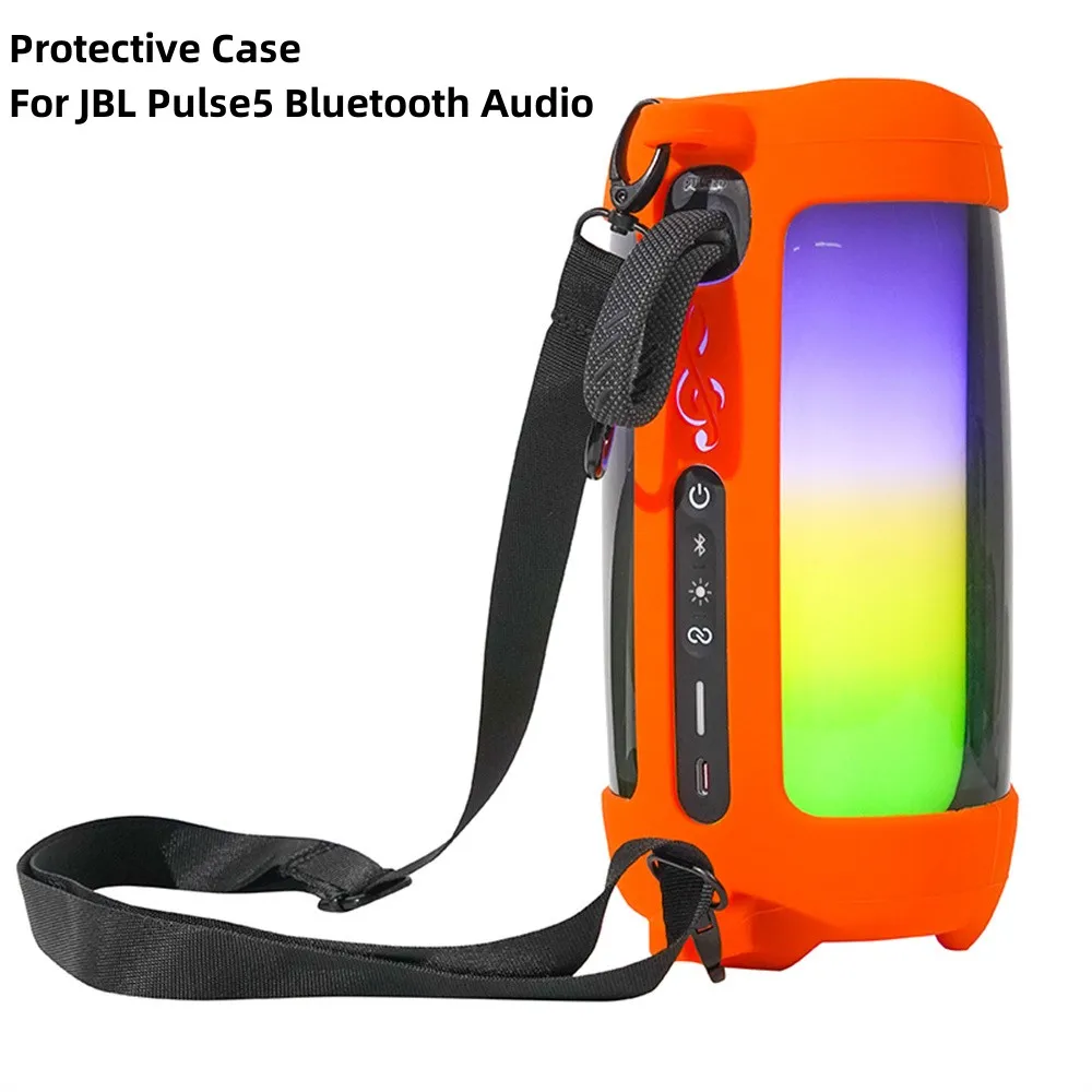

Silicone Protective Case For JBL Pulse5 Bluetooth Audio Convenient Shockproof Outdoor Portable Bag with Hook Shoulder Strap