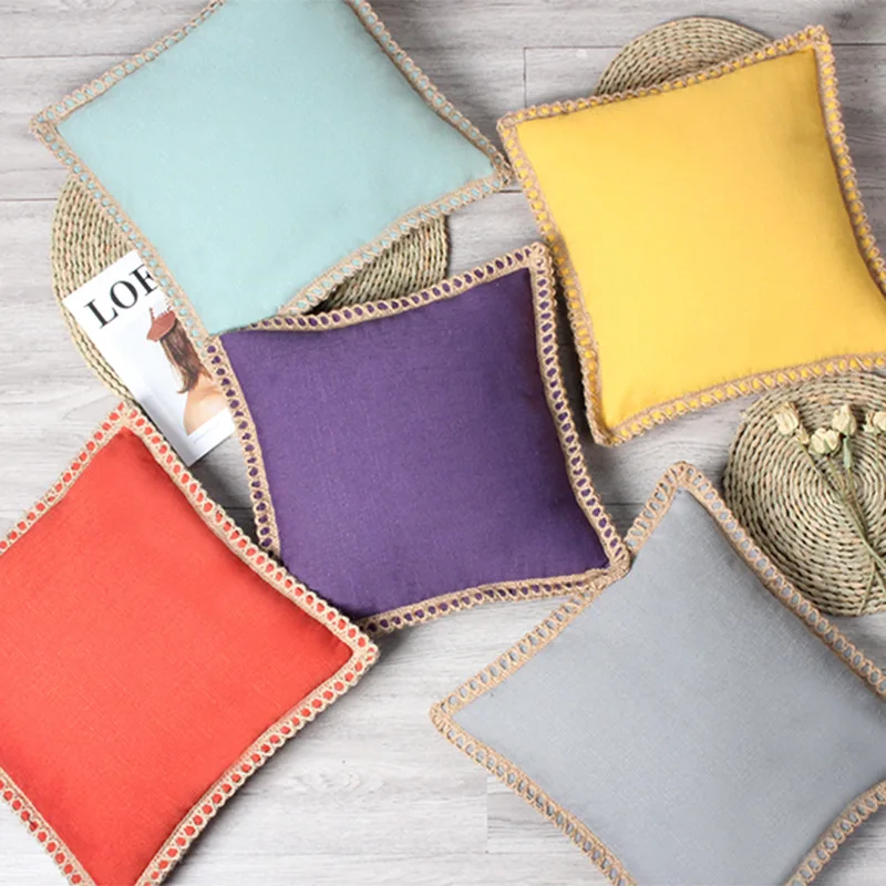 Home Decorative Soft Solid Color Cotton-ramie Sofa Throw Pillow Covers Burlap Linen Trimmed Edges Cushion Case for Couch Bedroom
Home Decorative Soft Solid Color Cotton-ramie Sofa Throw Pillow Covers Burlap Linen Trimmed Edges Cushion Case for Couch Bedroom