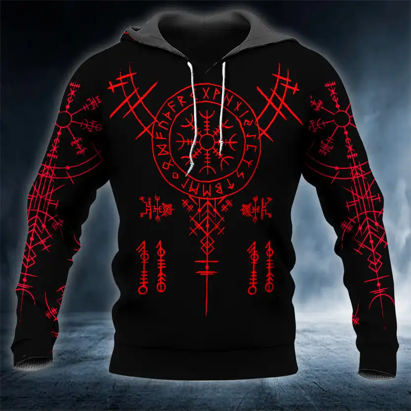 Толстовка Vegvisir унисекс с красным компасом и 3D-принтом свитшот принтом викингов