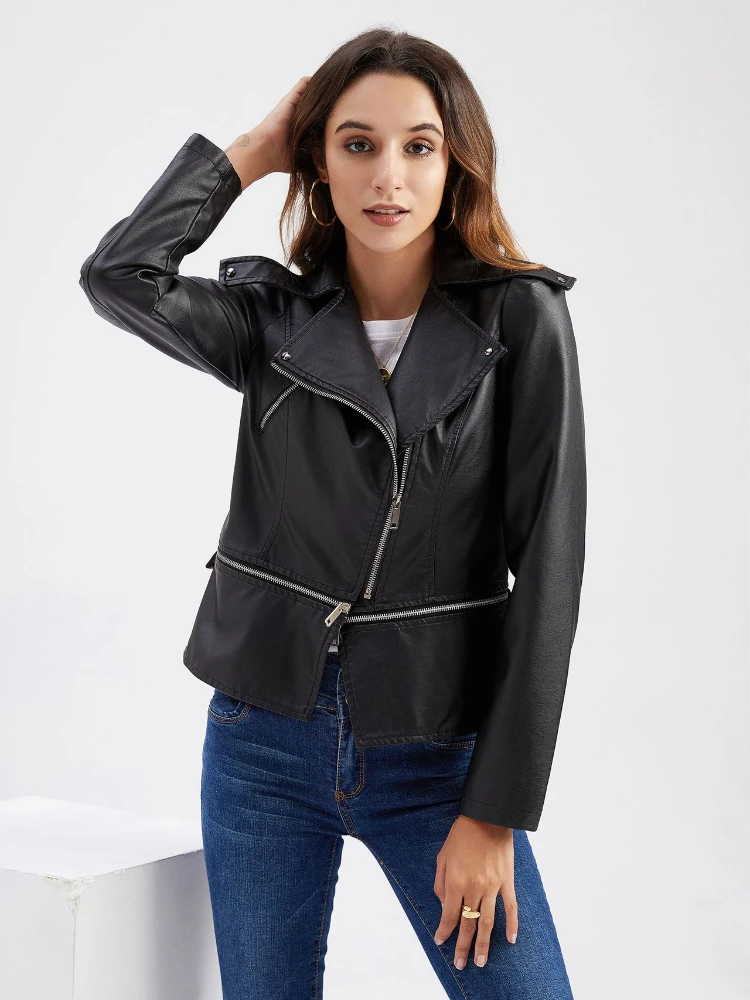 FMFSSOM Lower Edge Detachable Soft PU Jacket Women Spring Streetwear Style Faux Leather Coat Female Spliced Outwear 
FMFSSOM Lower Edge Detachable Soft PU Jacket Women Spring Streetwear Style Faux Leather Coat Female Spliced Outwear