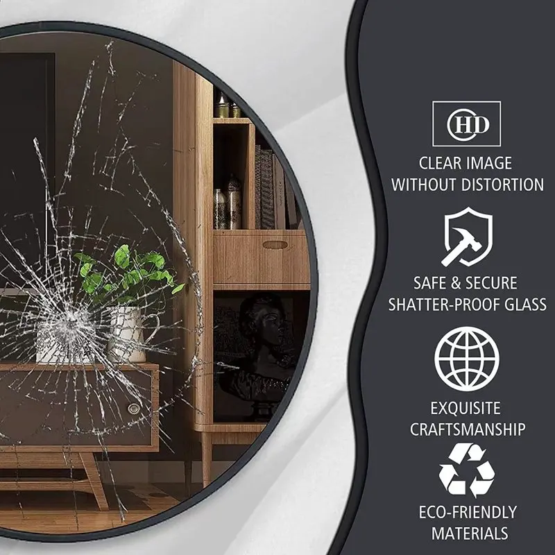 Large Black Round Metal Frame Hanging Mirror, Wall Decorative Mirror for Bathroom, Living Room, Dining Room and Entryway.
Large Black Round Metal Frame Hanging Mirror, Wall Decorative Mirror for Bathroom, Living Room, Dining Room and Entryway.