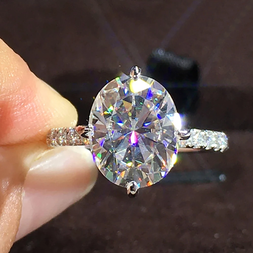 

Женское кольцо из белого золота 14 к Au585, Женское кольцо, овальное обручальное кольцо 1 2 3 4 5 карат для свадьбы, вечеринки, юбилея