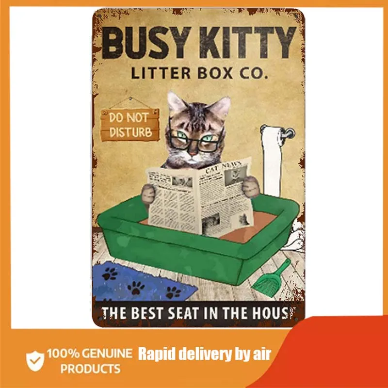Busy Kitty Litter Box Vintage Metal Tin Signs, Funny Wall Decor Retro Art Tin Sign Classic Home Farm Decorations Novel Gifts
Busy Kitty Litter Box Vintage Metal Tin Signs, Funny Wall Decor Retro Art Tin Sign Classic Home Farm Decorations Novel Gifts