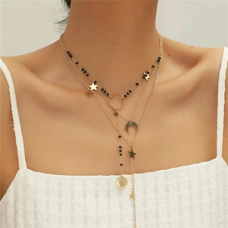 Fashion Jewelry for Women Geometric Glass Beads Double Layer Necklac Star Moon Clavicle Chain Multilayer Layered Neck Decoration
Fashion Jewelry for Women Geometric Glass Beads Double Layer Necklac Star Moon Clavicle Chain Multilayer Layered Neck Decoration