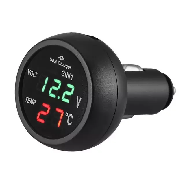 Digital Meter Monitor 3 in 1 LED USB Car Charger Voltmeter Thermometer Car Battery Monitor LCD Digital Dual Display
Digital Meter Monitor 3 in 1 LED USB Car Charger Voltmeter Thermometer Car Battery Monitor LCD Digital Dual Display