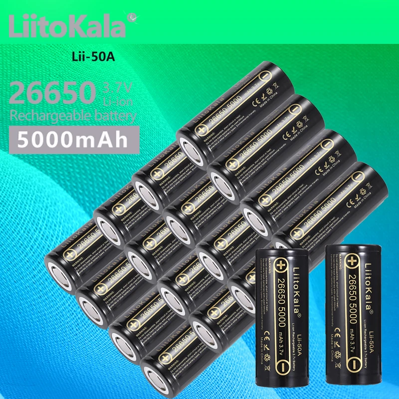 18 шт. LiitoKala литий-ионные перезаряжаемые батареи большой емкости 26650 5000 мАч 3,7 в 26650-50A Аккумулятор для фонарика 20A новая упаковка
18 шт. LiitoKala литий-ионные перезаряжаемые батареи большой емкости 26650 5000 мАч 3,7 в 26650-50A Аккумулятор для фонарика 20A новая упаковка