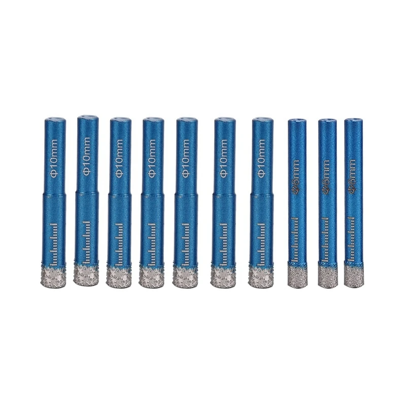 5 Pcs 5/16 Inch 8Mm + 5 Pcs 3/8 Inch 10Mm Diamond Coated Drill Bit For Tile Marble Glass Ceramic Hole Saw Drill Core Bit
5 Pcs 5/16 Inch 8Mm + 5 Pcs 3/8 Inch 10Mm Diamond Coated Drill Bit For Tile Marble Glass Ceramic Hole Saw Drill Core Bit