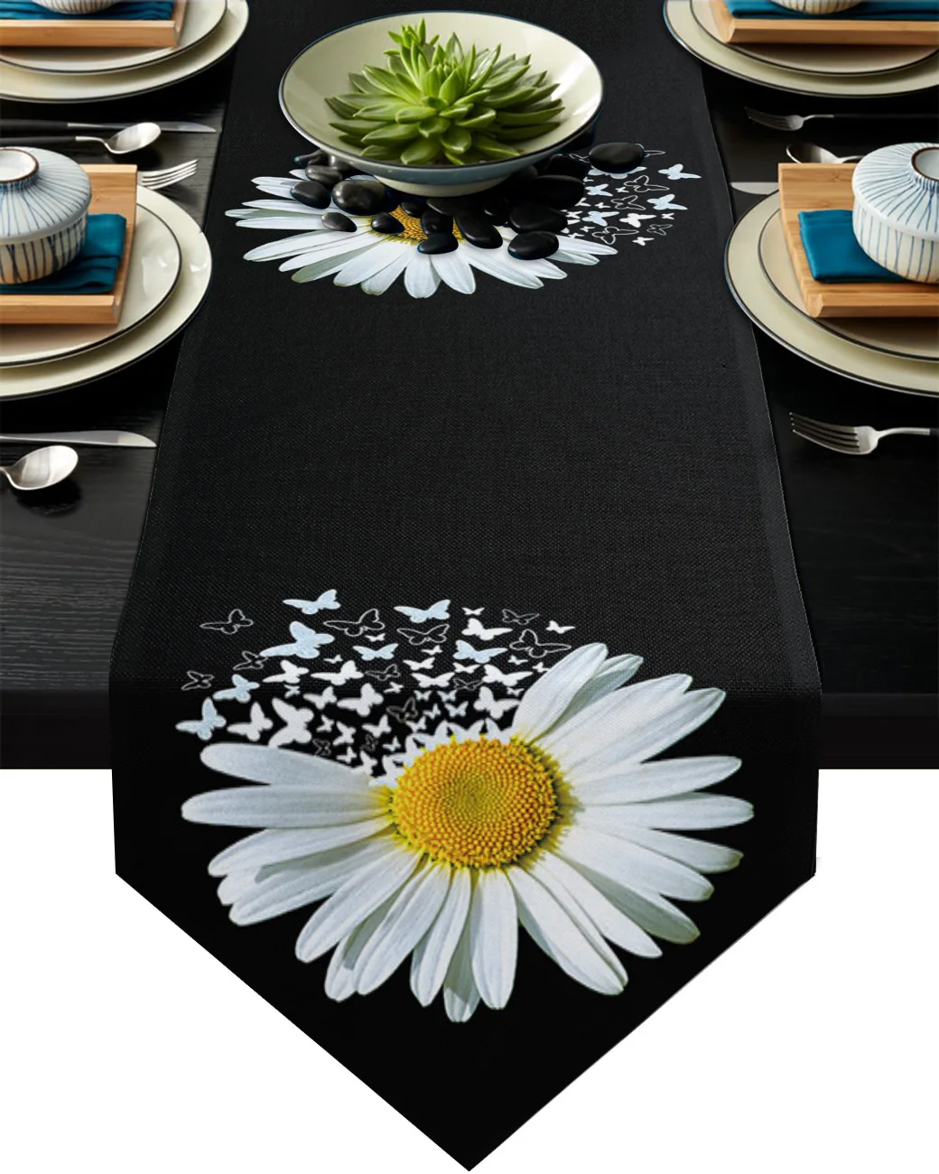 White Daisy Butterfly Flower Black Modern Table Runner Home Table Decor Cotton Linen Table Flag Hotel Wedding Tablecloth
White Daisy Butterfly Flower Black Modern Table Runner Home Table Decor Cotton Linen Table Flag Hotel Wedding Tablecloth