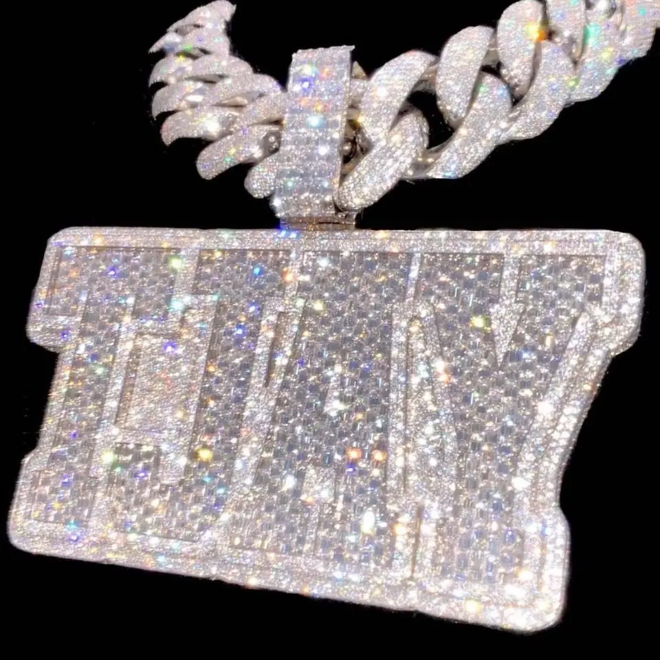 Hip Hop Jewelry Mens Iced Out Custom Letter Pendant 925 Sterling Silver VVS Moissanite Diamond Number Name Initial Logo Pendant
Hip Hop Jewelry Mens Iced Out Custom Letter Pendant 925 Sterling Silver VVS Moissanite Diamond Number Name Initial Logo Pendant
