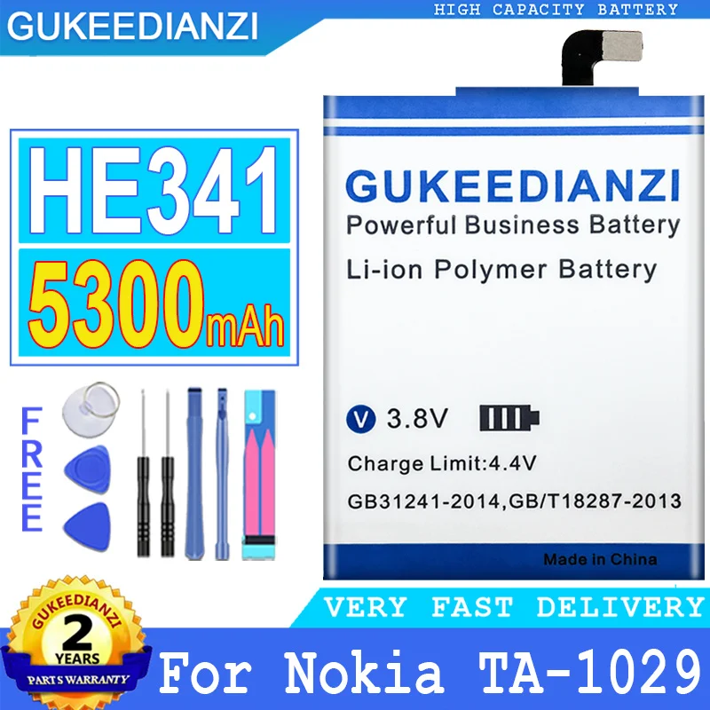 5300mAh GUKEEDIANZI Battery HE341 for Nokia 2.1 TA-1080 TA-1029 Big Power Bateria
5300mAh GUKEEDIANZI Battery HE341 for Nokia 2.1 TA-1080 TA-1029 Big Power Bateria