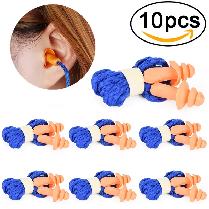 Ear care 10Pcs Soft Silicone Corded Ear Plugs ears Protector Reusable Hearing Protection Noise Reduction Earplugs Earmuff
Ear care 10Pcs Soft Silicone Corded Ear Plugs ears Protector Reusable Hearing Protection Noise Reduction Earplugs Earmuff