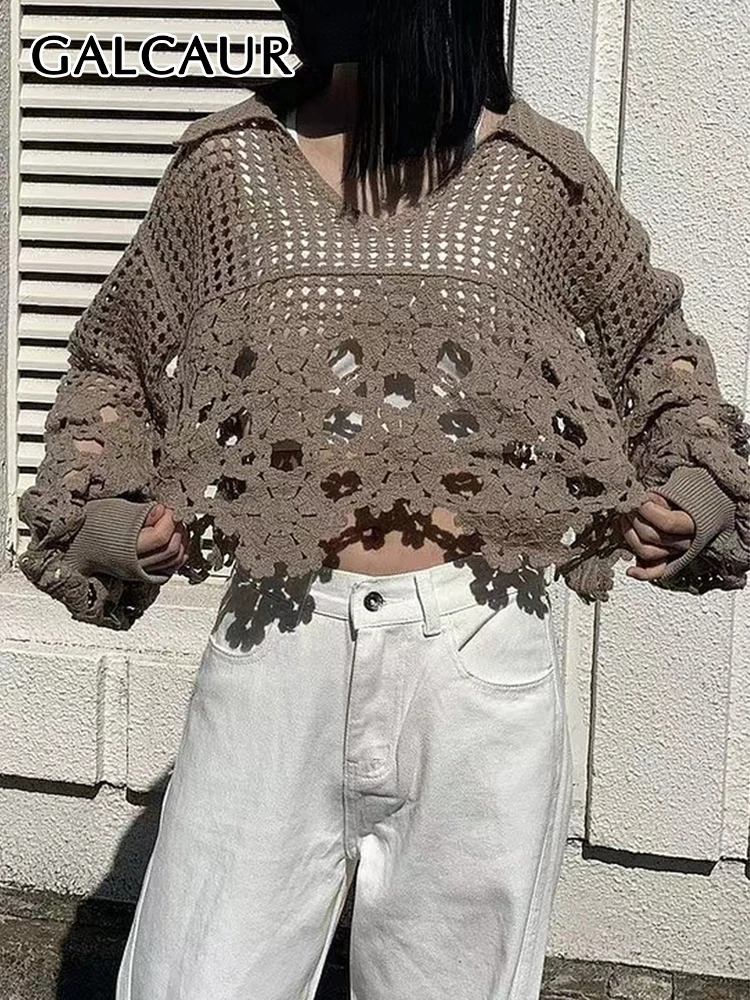 GALCAUR Hollow Out Chic Shirt For Women V Neck Long Sleeve Loose Knitting Blouses Female Clothing Fashion Casual 2022 Style New
GALCAUR Hollow Out Chic Shirt For Women V Neck Long Sleeve Loose Knitting Blouses Female Clothing Fashion Casual 2022 Style New