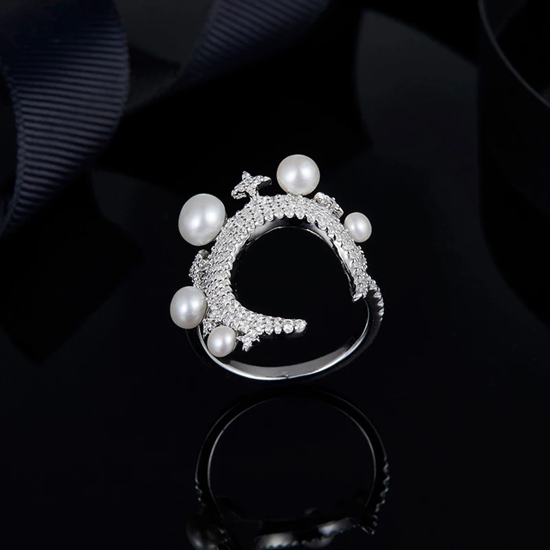 MeiBaPJ Fashion Real 925 Sterling Silver Ring Natural Freshwater Pearl Moon Star Wedding Ring Fine Jewelry
MeiBaPJ Fashion Real 925 Sterling Silver Ring Natural Freshwater Pearl Moon Star Wedding Ring Fine Jewelry