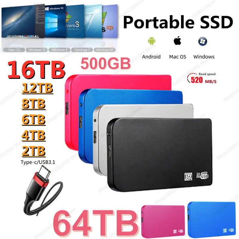 128TB Solid State Drive 32TB 16TB HDD Portable Original 8TB External Hard Drive for Laptop Mobile Phone Storage Device USB 3.0
128TB Solid State Drive 32TB 16TB HDD Portable Original 8TB External Hard Drive for Laptop Mobile Phone Storage Device USB 3.0