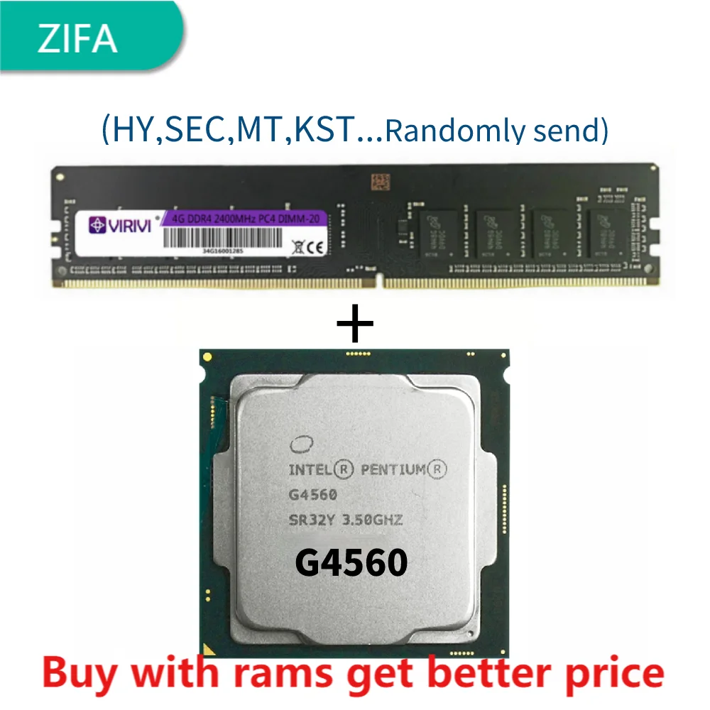 DDR4 4G 2400Mhz with G4560 3.5GHz 3M 2 Core 4 Thread 54w LGA1151 Processor desktop memory
DDR4 4G 2400Mhz with G4560 3.5GHz 3M 2 Core 4 Thread 54w LGA1151 Processor desktop memory