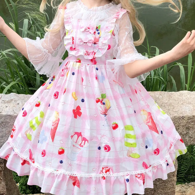 YUIPO розовое японское кавайное платье в стиле "Лолита" 2022 летнее платье с милым принтом мороженого для принцессы "Лолита" Повседневное платье ...
YUIPO розовое японское кавайное платье в стиле "Лолита" 2022 летнее платье с милым принтом мороженого для принцессы "Лолита" Повседневное платье ...