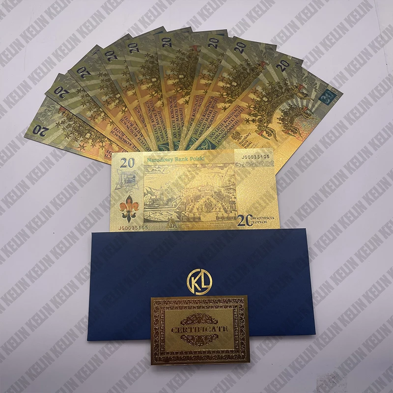 

10pcs Beautiful Famous Polish 300th Anniversary of the Coronation of Our Lady of Czestochowa Souvenir Gold Banknotes