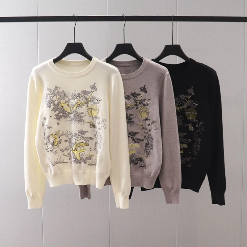 Новинка Осень-Зима тяжелая промышленная Вышивка пуловер с круглым вырезом трикотажная одежда с длинным рукавом Универсальный тонкий свитер
Новинка Осень-Зима тяжелая промышленная Вышивка пуловер с круглым вырезом трикотажная одежда с длинным рукавом Универсальный тонкий свитер