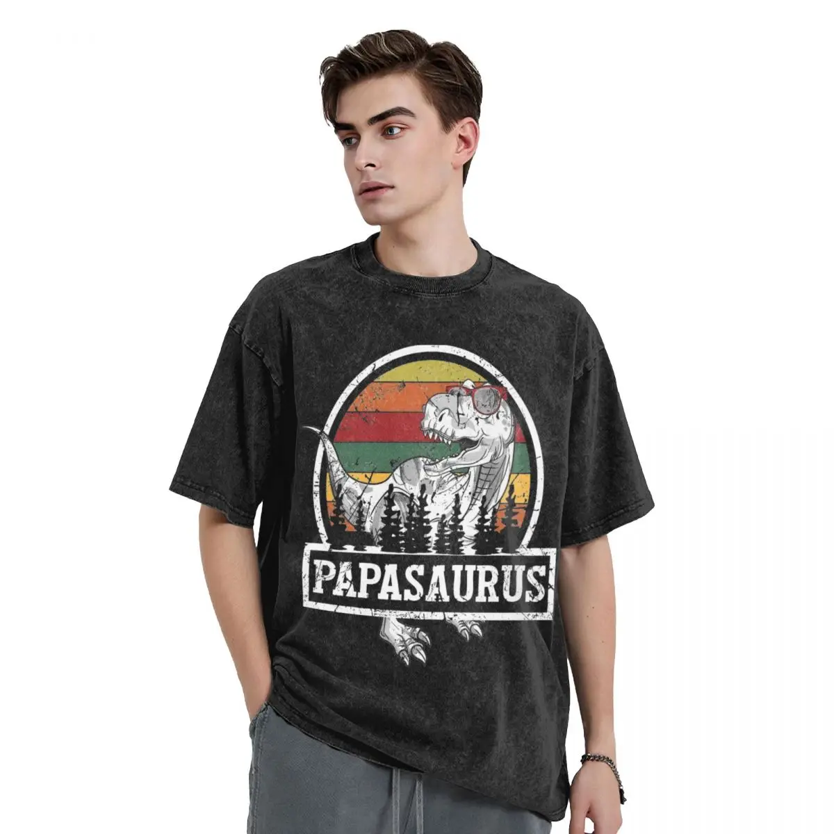 Мужские футболки Papasaurus Rex Papa Saurus с динозавром Wlidlife летние забавные короткими