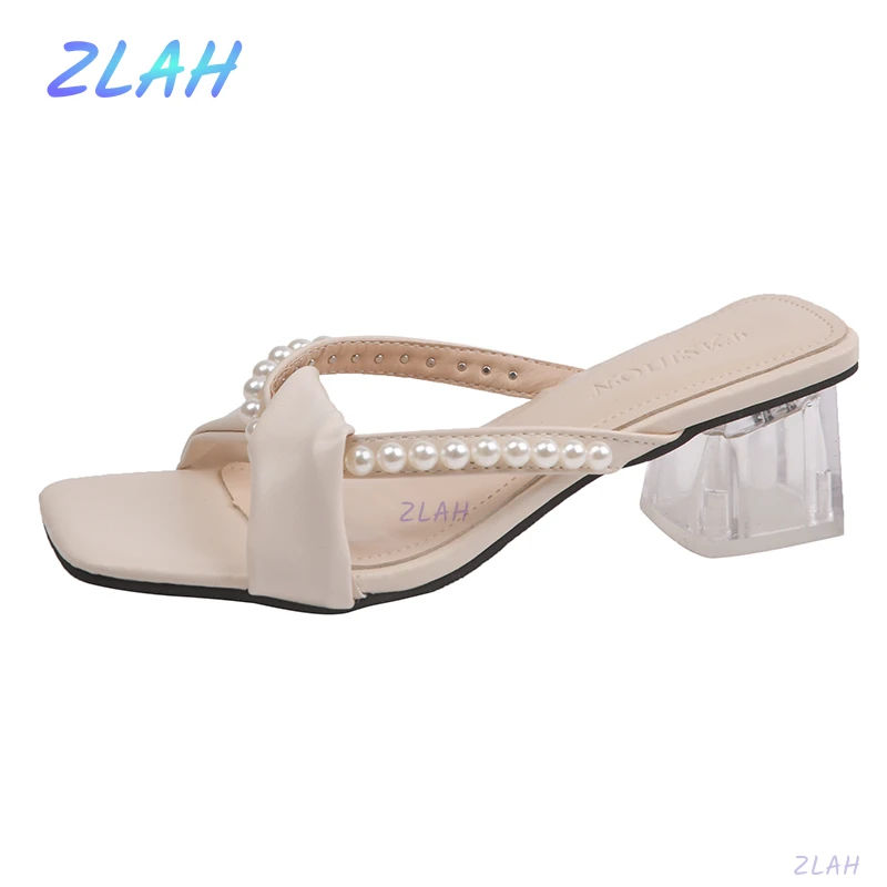 New Ladies Slippers Beaded Cutout Heel Sandals Zlah Summer Casual Slippers Open Toe Square Heels Party Women's Slippers
New Ladies Slippers Beaded Cutout Heel Sandals Zlah Summer Casual Slippers Open Toe Square Heels Party Women's Slippers
