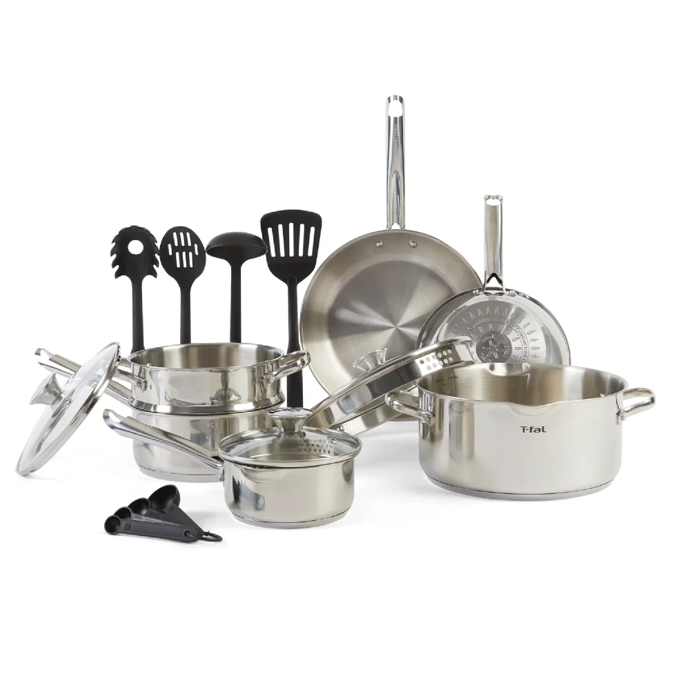 

T-fal Cook & Strain Stainless Steel Cookware Set, 14 Piece Set, Dishwasher Safe pots and pans cooking pot