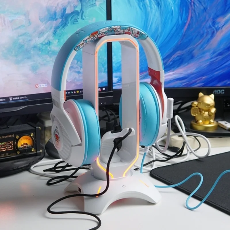 RGB Headset Holder Over-ear Headset Holder Stand Desktop Display Shelf With 2 USB Ports For Gamers Gaming PC Accessories Desk
RGB Headset Holder Over-ear Headset Holder Stand Desktop Display Shelf With 2 USB Ports For Gamers Gaming PC Accessories Desk
