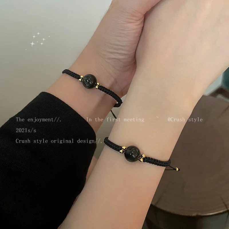 Couple obsidian bracelet female niche design simple temperament hand-woven girlfriends crystal bracelet
Couple obsidian bracelet female niche design simple temperament hand-woven girlfriends crystal bracelet