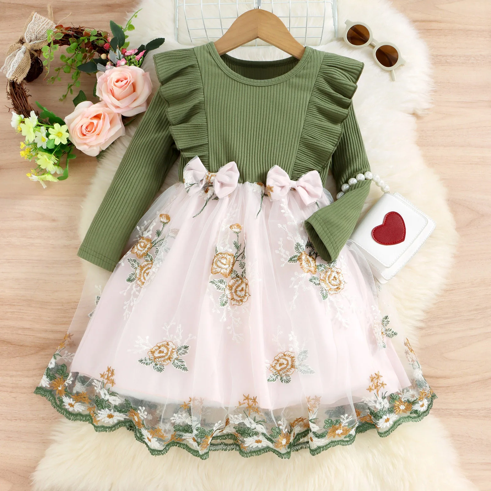 3-7 Years Girls Dress Kids Girl Autumn Winter Clothing Party Dresses Ribbed Bowknot Floral Print Mesh Princess Dresses Birthday
3-7 Years Girls Dress Kids Girl Autumn Winter Clothing Party Dresses Ribbed Bowknot Floral Print Mesh Princess Dresses Birthday