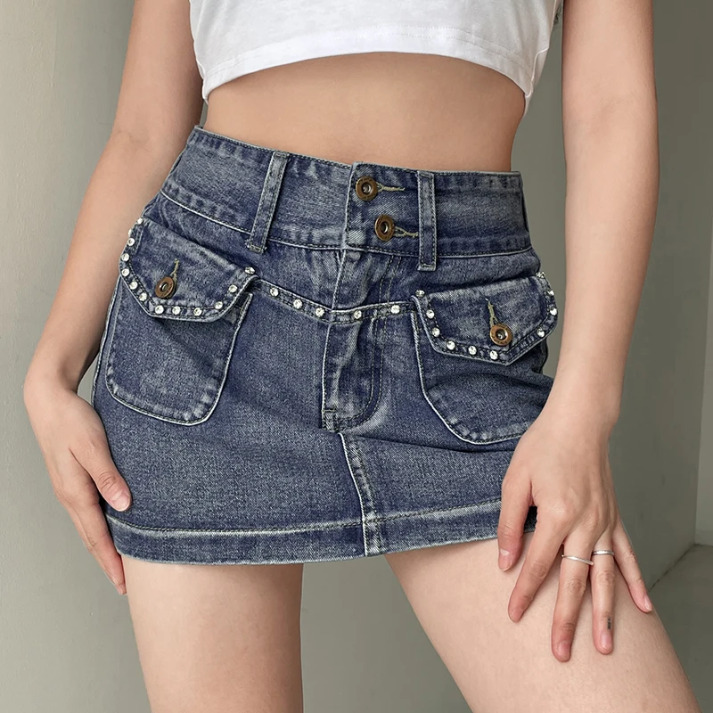 Women Y2k Skirt Sexy A-line Denim Mini Skirt E Girl Clothes Aesthetic Low Waist Mini Skirt with Pockets Jean Skirts Short Skirt
Women Y2k Skirt Sexy A-line Denim Mini Skirt E Girl Clothes Aesthetic Low Waist Mini Skirt with Pockets Jean Skirts Short Skirt
