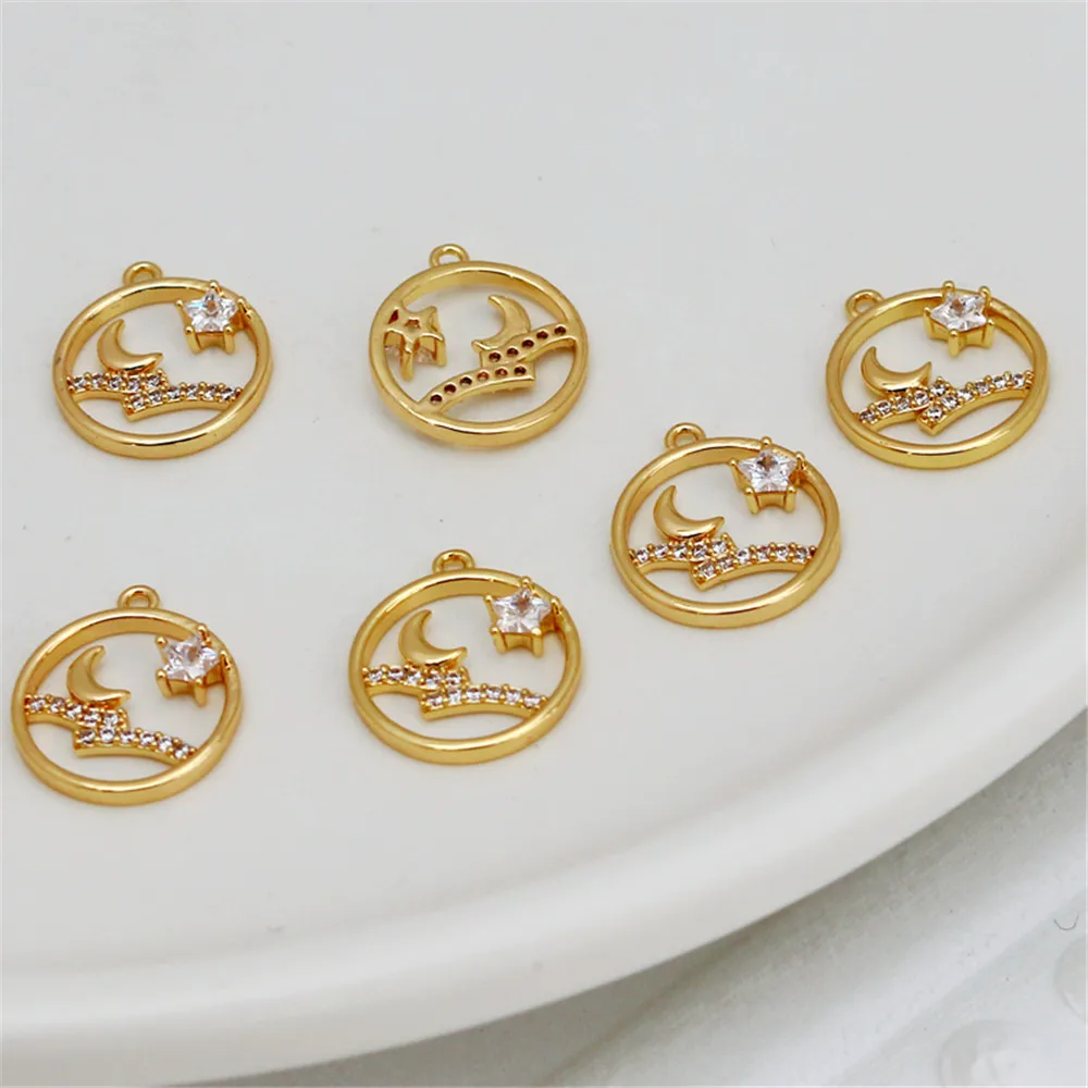 14k gold color retention micro-set zircon moon star 12mm round pendant diy jewelry handmade accessories pendant
14k gold color retention micro-set zircon moon star 12mm round pendant diy jewelry handmade accessories pendant