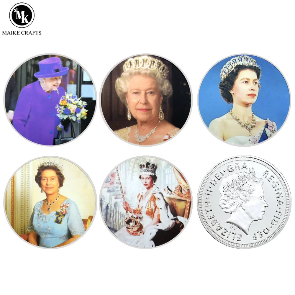 5pcs/set Queen Elizabeth II Challenge Coins Her Majesty The Queen Silver Plated Metal Home Decor Coins Collection Business Gifts
5pcs/set Queen Elizabeth II Challenge Coins Her Majesty The Queen Silver Plated Metal Home Decor Coins Collection Business Gifts
