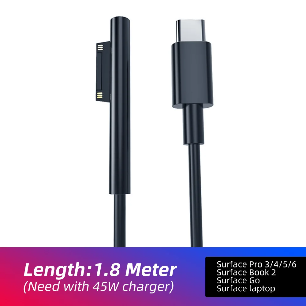 Fast Charging USB C Cable for Microsoft Surface Pro 3 4 5 6 GO Book2 Laptop Type C Power Supply Head Charger 45W 3A Cable 1.8m
Fast Charging USB C Cable for Microsoft Surface Pro 3 4 5 6 GO Book2 Laptop Type C Power Supply Head Charger 45W 3A Cable 1.8m
