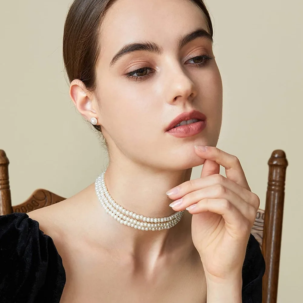 Multi-Layer White Imitation Pearl Necklace Bead Chain Punk Ladies Wedding Clavicle Necklac Girl Charm Banquet Jewelry 
Multi-Layer White Imitation Pearl Necklace Bead Chain Punk Ladies Wedding Clavicle Necklac Girl Charm Banquet Jewelry